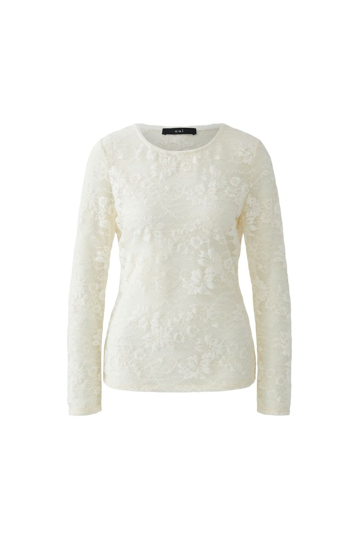 Haut en dentelle florale élégant, encolure ronde, dentelle délicate, idéal pour tenue habillée ou décontractée, féminin et intemporel