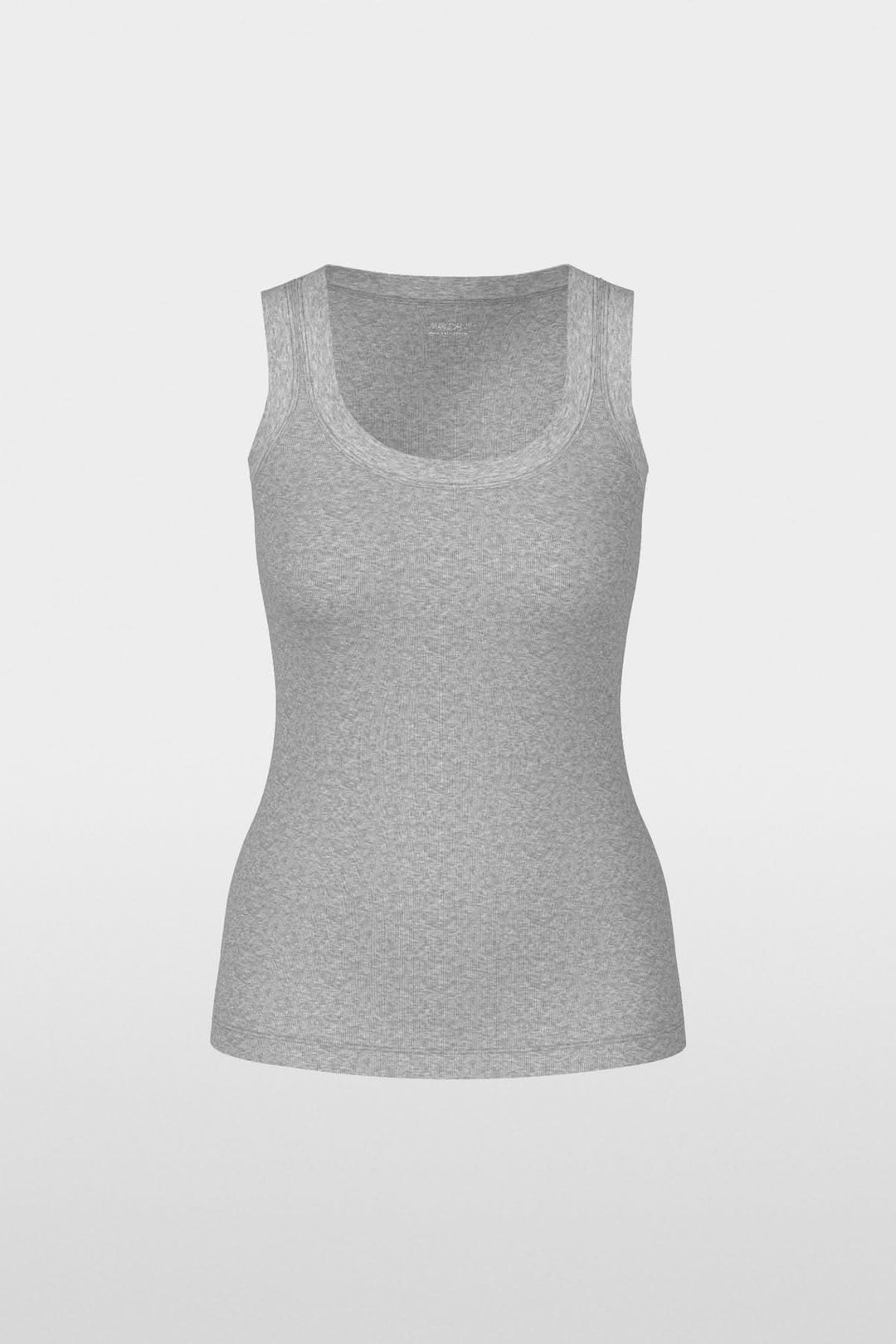 Haut sans manches en coton côtelé avec finitions contrastées à l'encolure et aux emmanchures, parfait pour un style minimaliste.