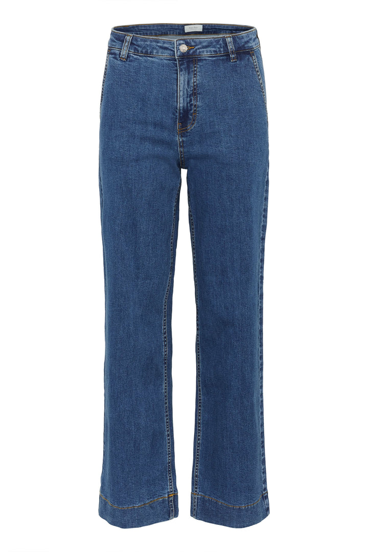 Jean Barba à jambe large, style moderne avec taille régulière et poches, parfait pour un look décontracté et élégant au quotidien.