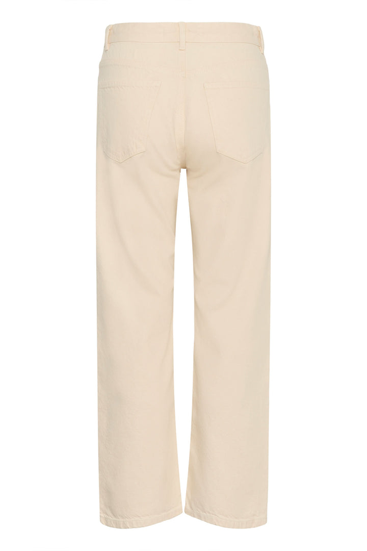 Jean Dilys droit classique vu de dos, coupe droite, poches arrière, denim beige, confortable et élégant pour un look intemporel.