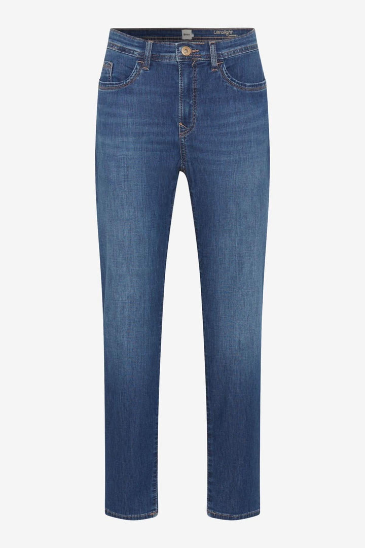 Jean mince MARY S à cinq poches, coupe droite et taille régulière, parfait pour un look décontracté.