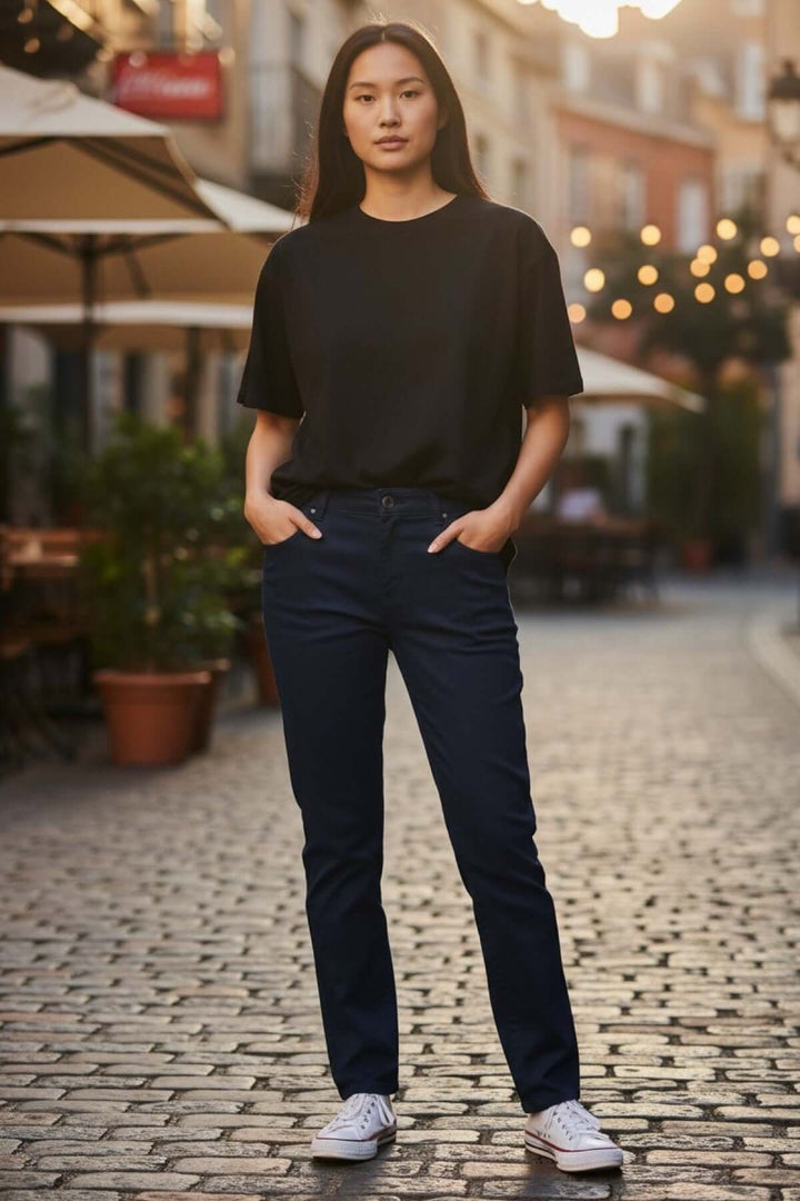 Jean slim à taille mi-haute