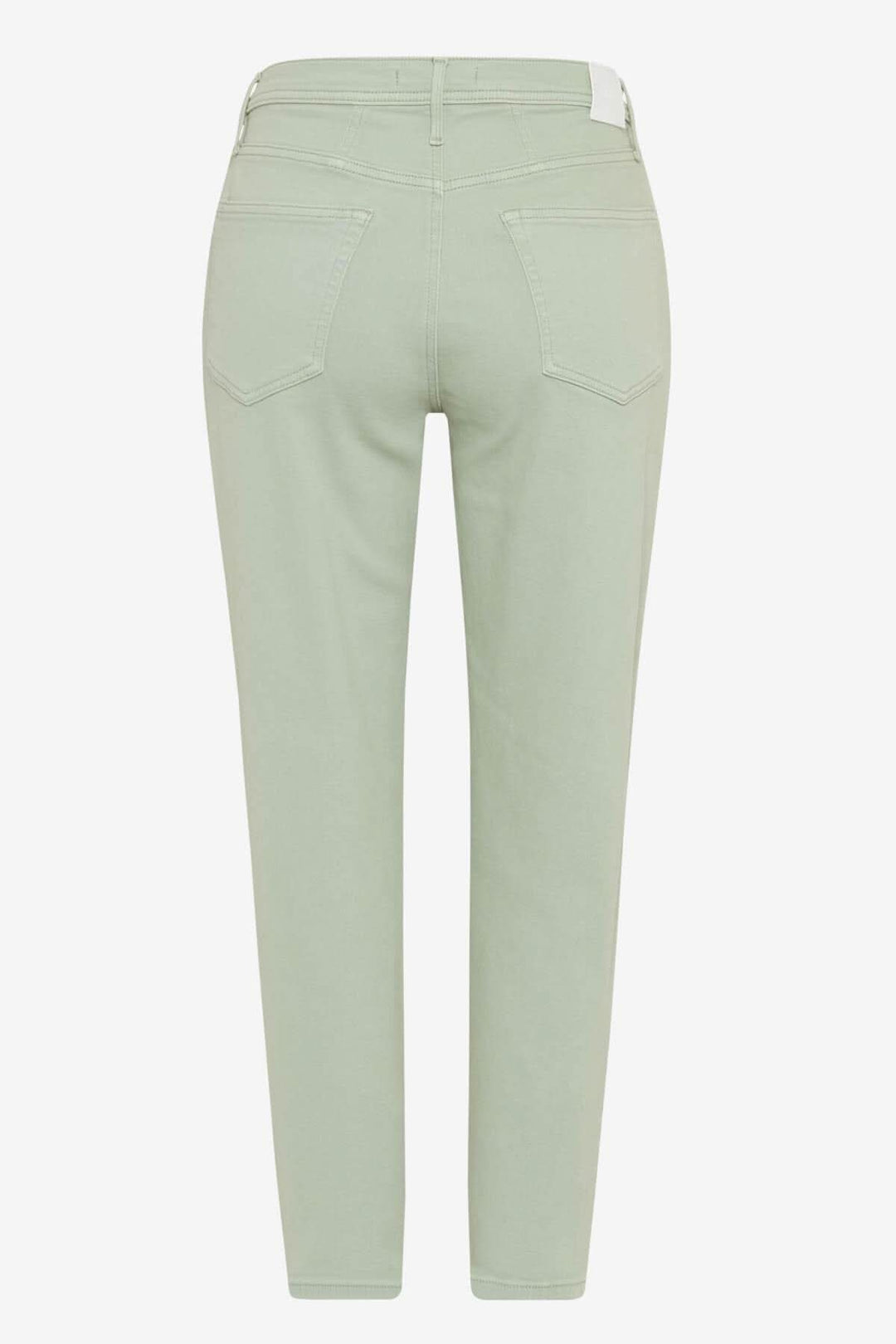 Jeans 7/8 Miley en vert clair, vue arrière, style décontracté et fuselé, cinq poches.