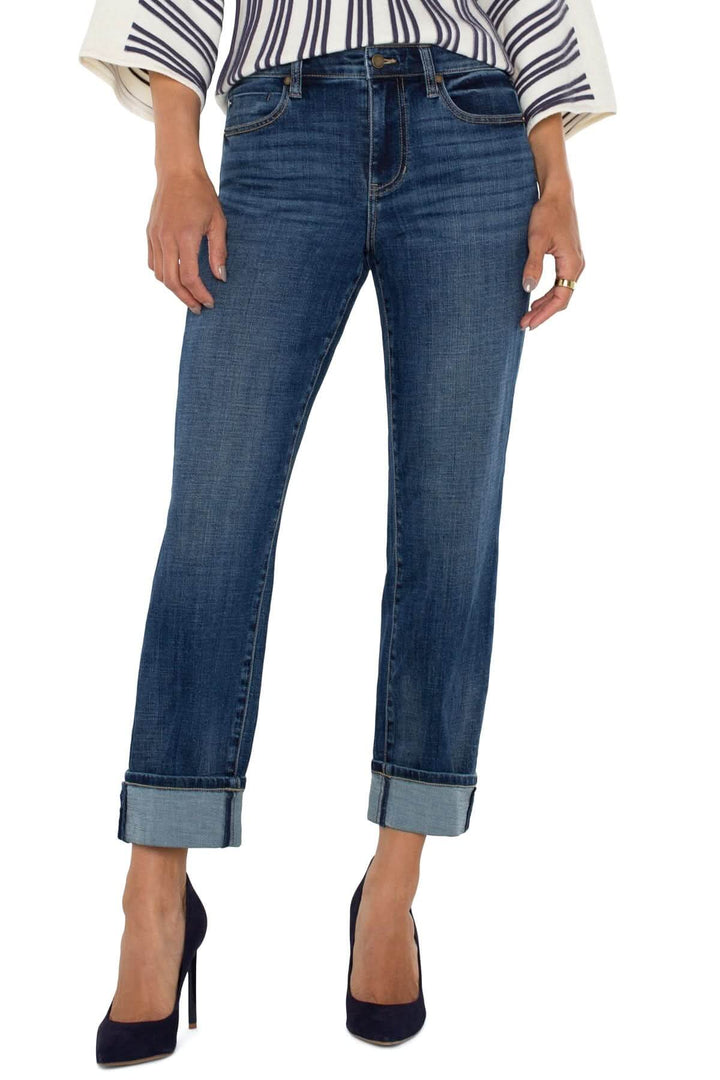 Jeans Marley Girlfriend pour femme, coupe boyfriend avec revers, style 5 poches, entrejambe de 27 po.
