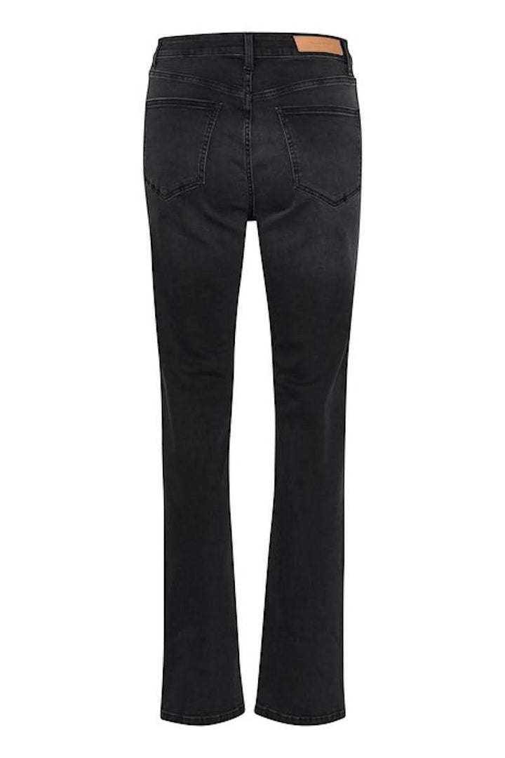 Jeans Ranas à coupe ajustée, vue arrière, en denim noir avec modèle classique à 5 poches.