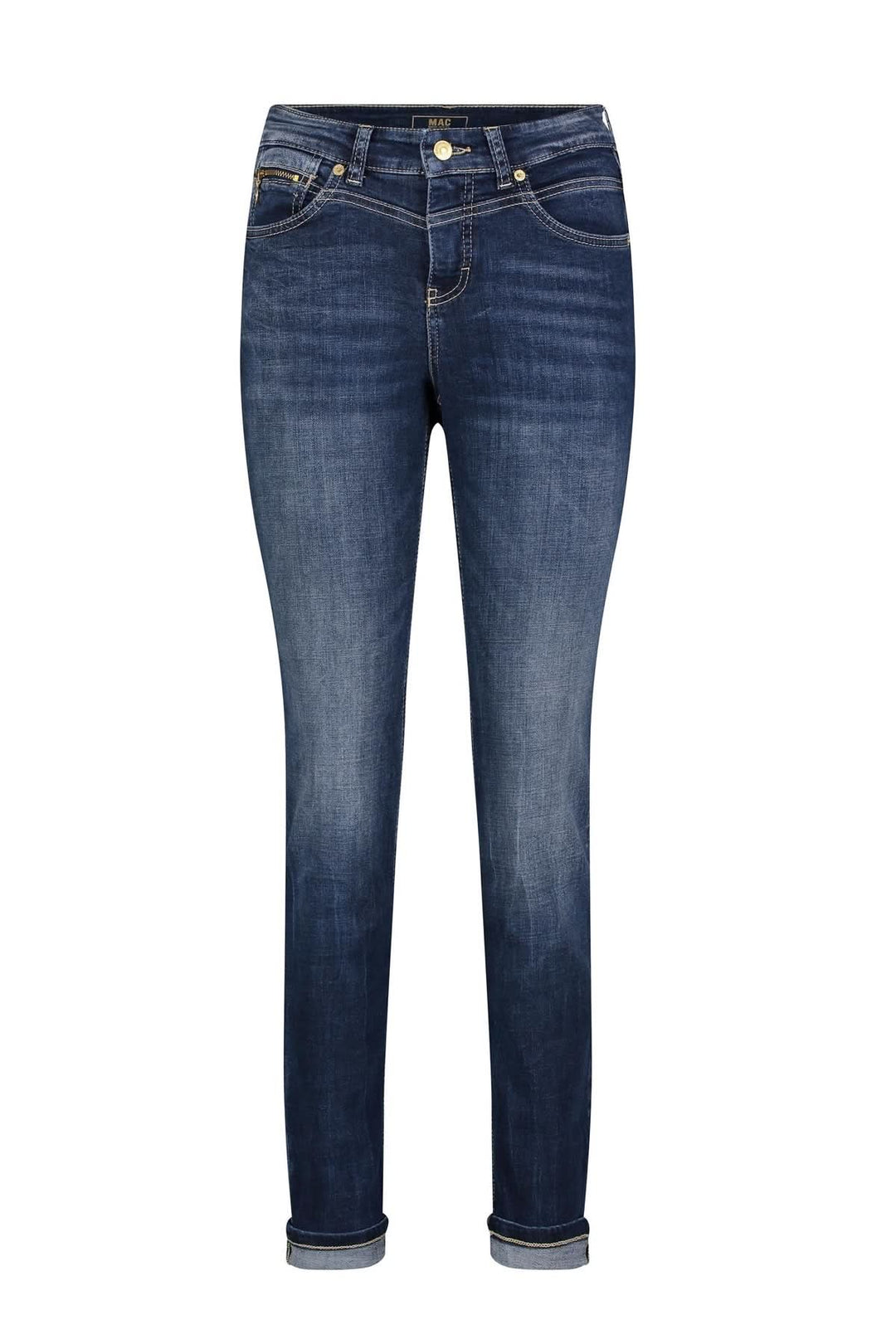 Jeans Rich slim coupe ajustée à effet délavé avec coupe ajustée, effet délavé léger, taille mi-haute, et cinq poches classiques.