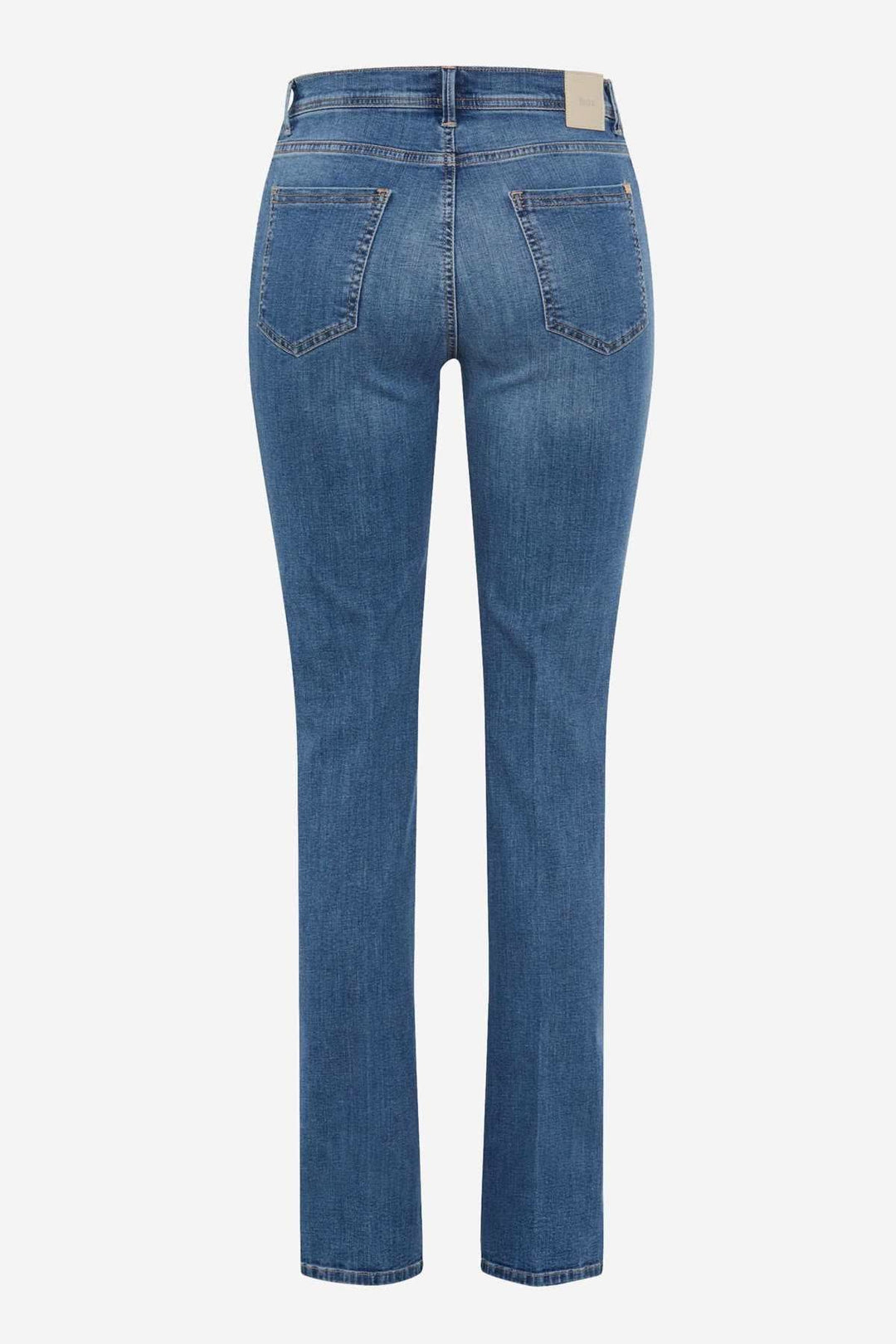 Vue arrière des jeans classiques MARY, bootcut en denim vintage stretch avec poches raffinées.