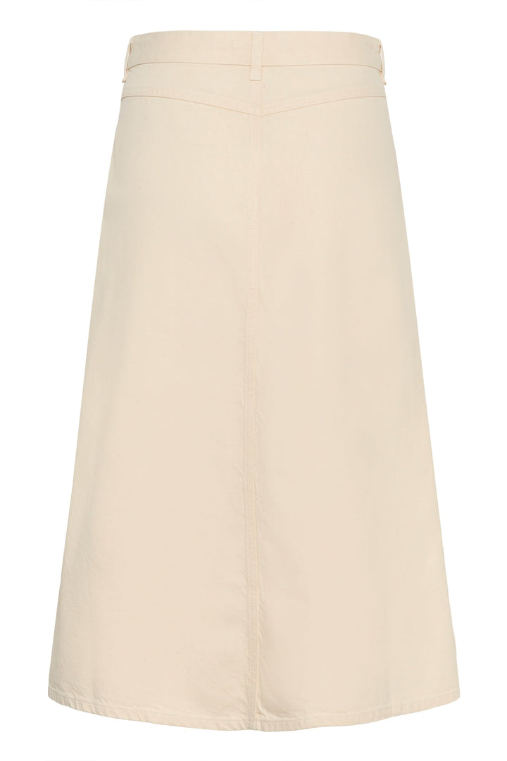Jupe Dilys midi droite à poches plaquées beige vue arrière