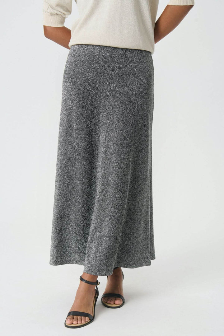 Jupe scintillante Viebe élégante avec effet métallisé discret, coupe évasée, taille élastique, idéale pour soirées festives.