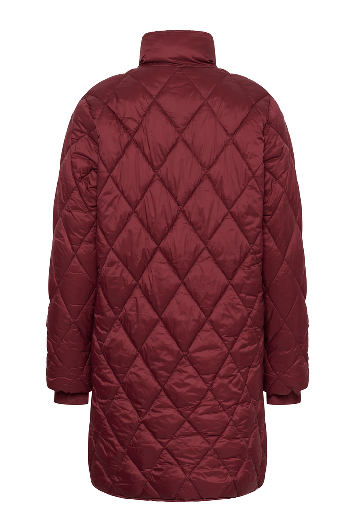 Quilted diamond-pattern coat