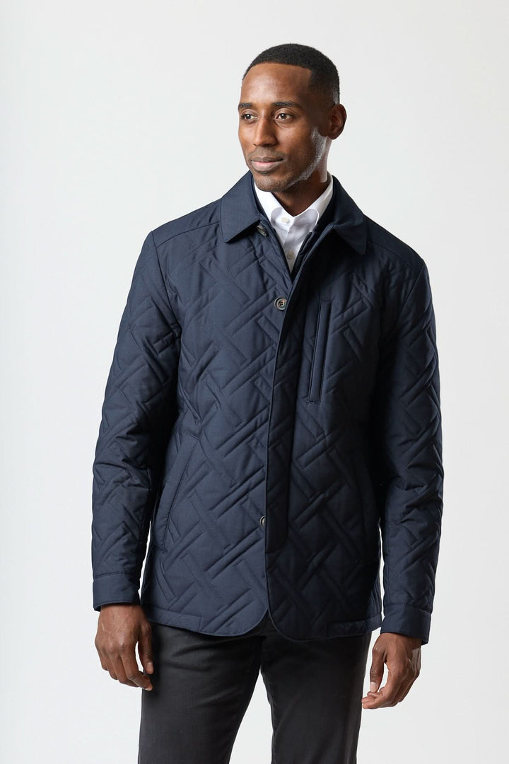 Technical quilted coat navy