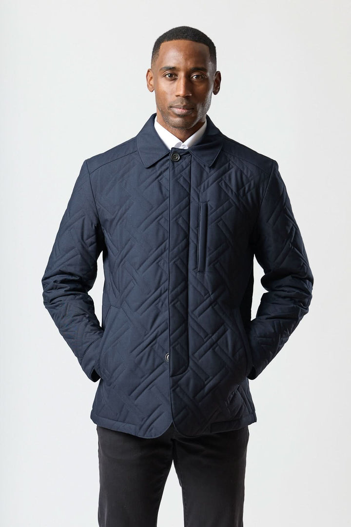 Technical quilted coat navy