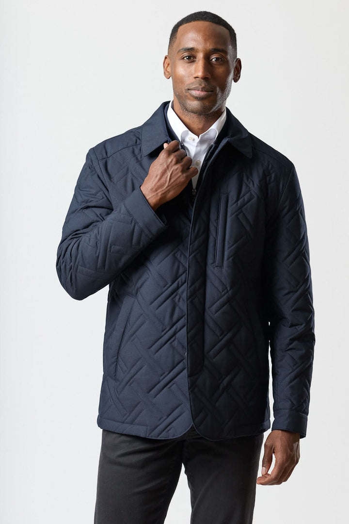 Technical quilted coat navy