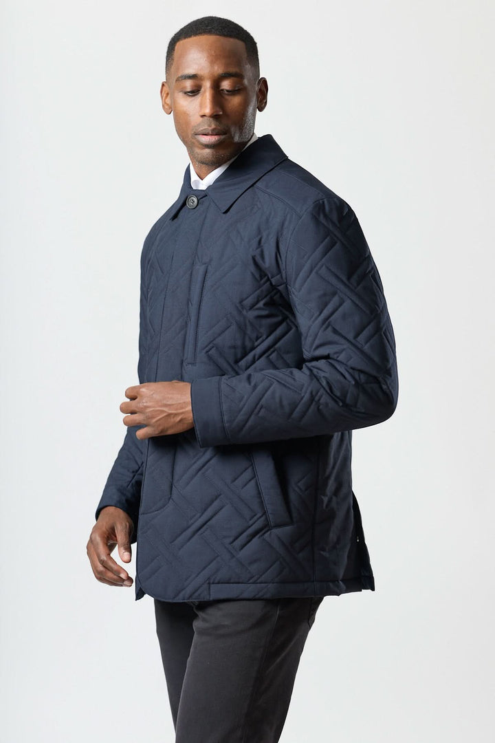 Technical quilted coat navy