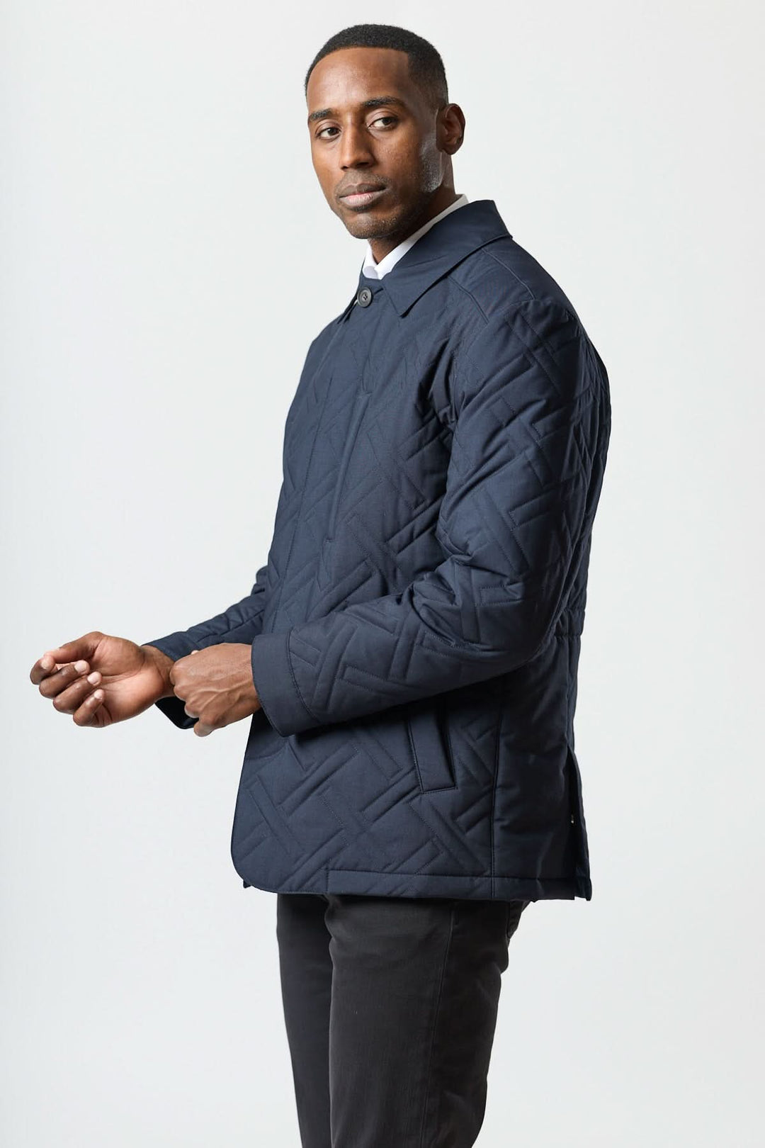 Technical quilted coat navy