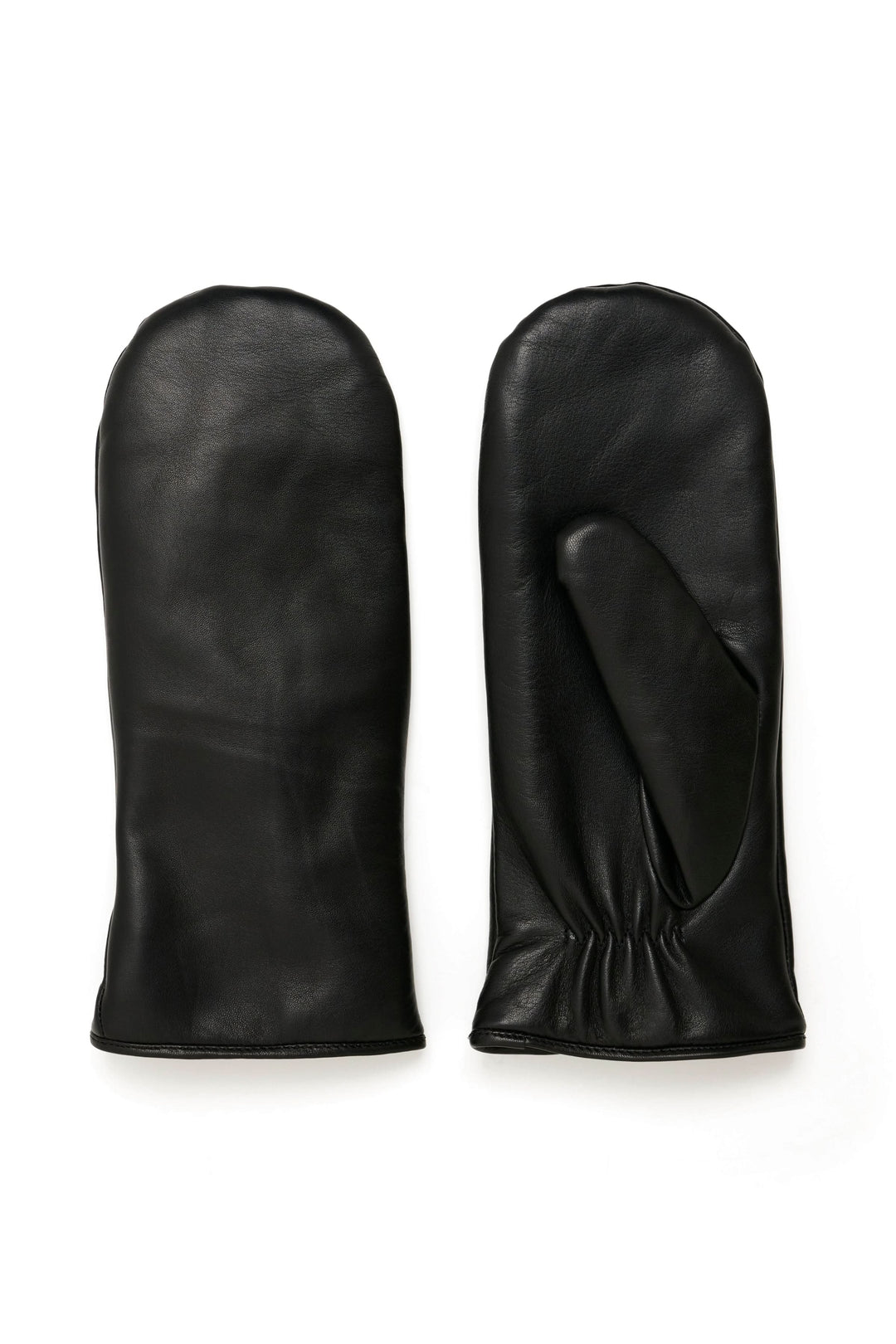 Mitaines en cuir véritable noires avec pouce séparé, élégantes et isolantes pour l'hiver.