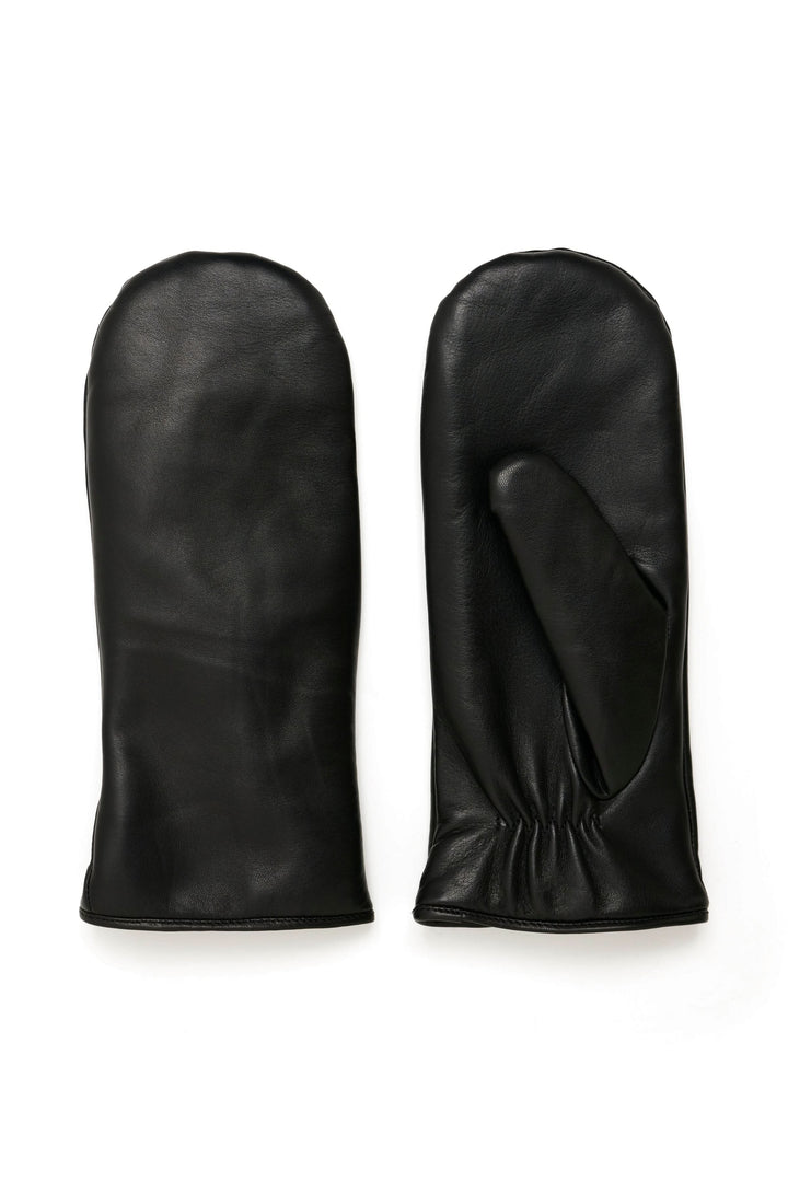 Mitaines en cuir véritable noires avec pouce séparé, élégantes et isolantes pour l'hiver.
