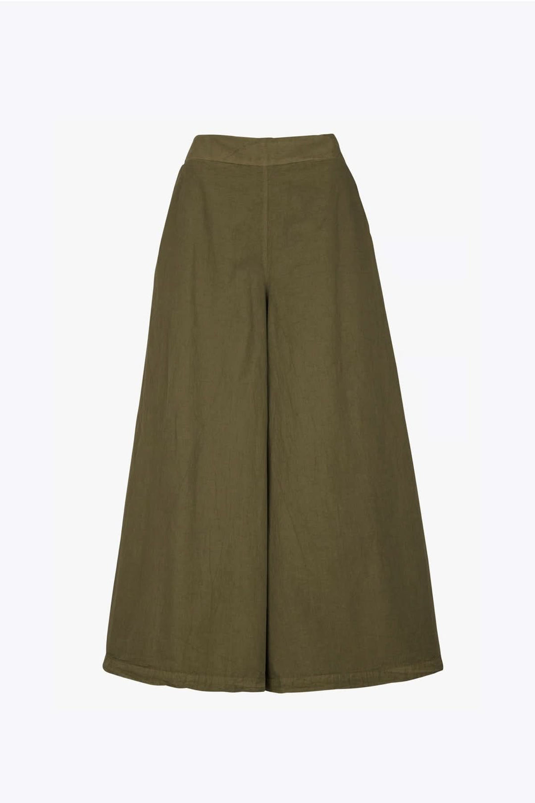 Pantalon Bristol à jambe large kaki, coupe culotte ample et taille structurée pour un look moderne et élégant.