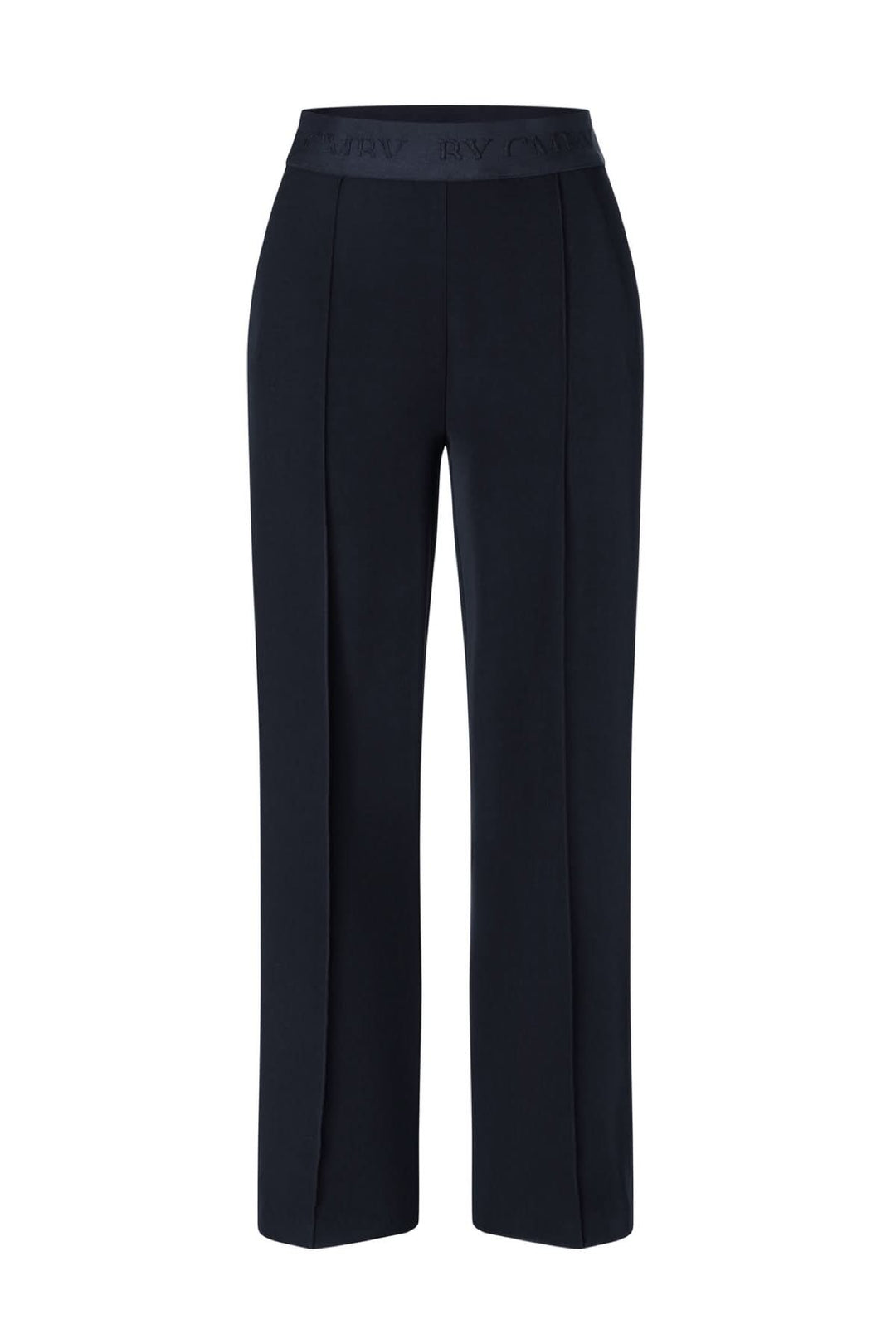 Pantalon Cameron à taille élastique, coupe droite et fluide, avec taille ornée d’un logo, pour un style moderne et élégant.