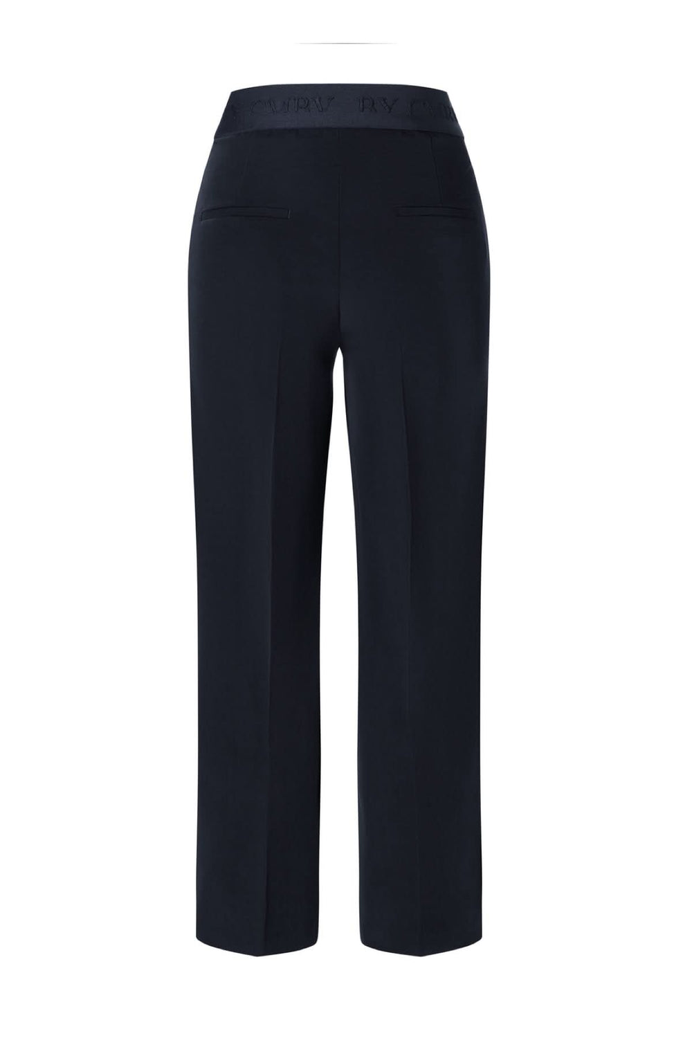 Pantalon Cameron à taille élastique avec coupe droite et fluide, logo ton sur ton visible, idéal pour un look chic et confortable.