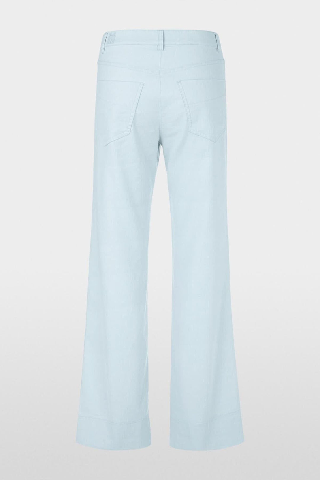 Pantalon Faid en lin et coton, vue arrière, coupe large, couleur bleu clair, idéal pour les tenues estivales.