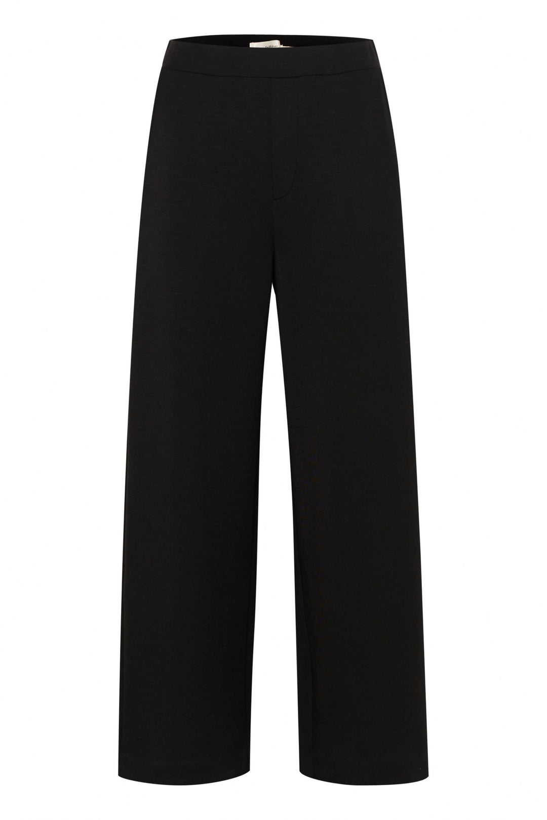 Pantalon Gincette en modal noir, coupe large et fluide, taille élastiquée, parfait pour une allure élégante et décontractée.