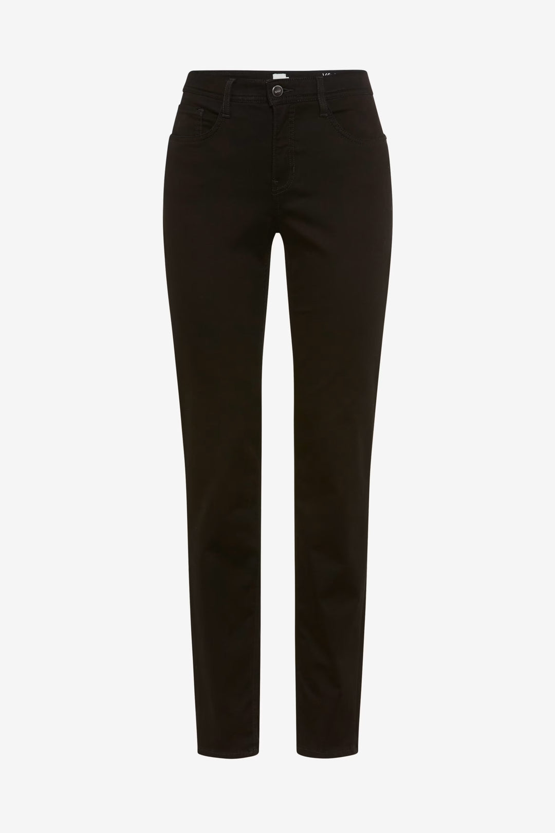 Pantalon Mary classique, coupe droite, noir, taille régulière, extensible pour un confort quotidien.