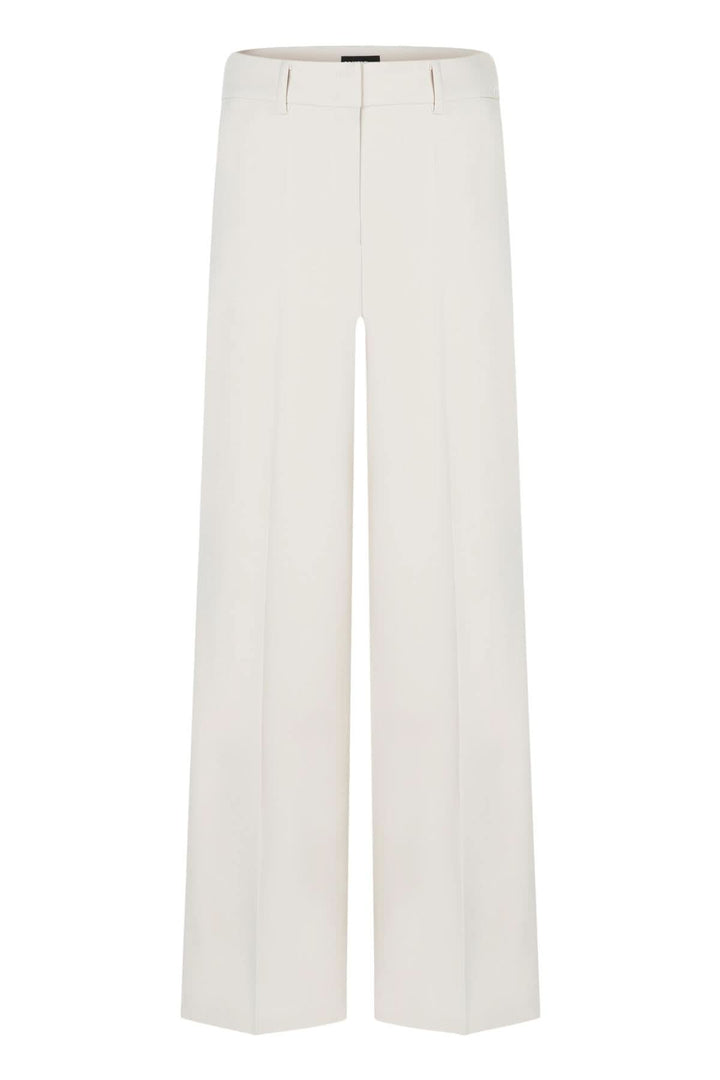 Pantalon classique Amelie à jambe large, coupe droite, couleur blanche, élégance sportive avec bandes latérales.