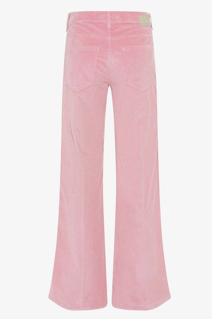 Pantalon corduroy rose large pour femme, vue arrière, avec design sophistiqué des poches.
