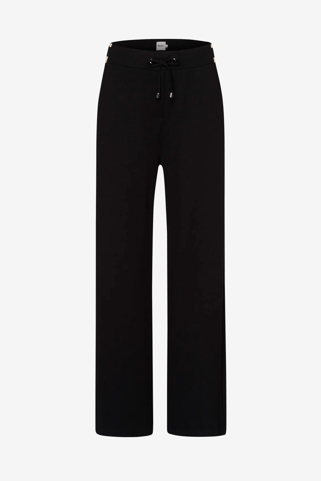 Pantalon coupe Maine noir avec taille élastique et cordon ajustable, style élégant et confortable.
