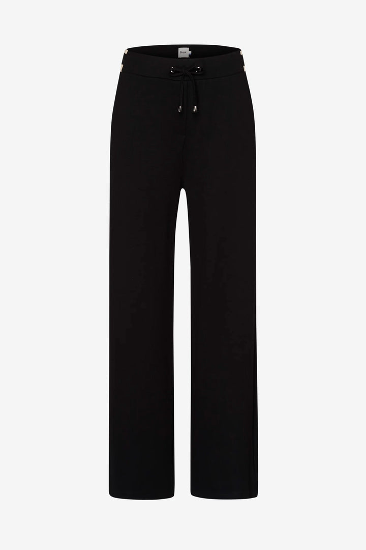 Pantalon coupe Maine noir avec taille élastique et cordon ajustable, style élégant et confortable.