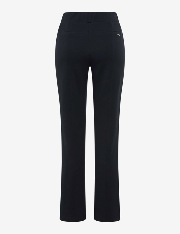 Vue arrière du Pantalon droit à bandes latérales MALIA, coupe droite, taille élastique, bandes contrastantes pour un look moderne.