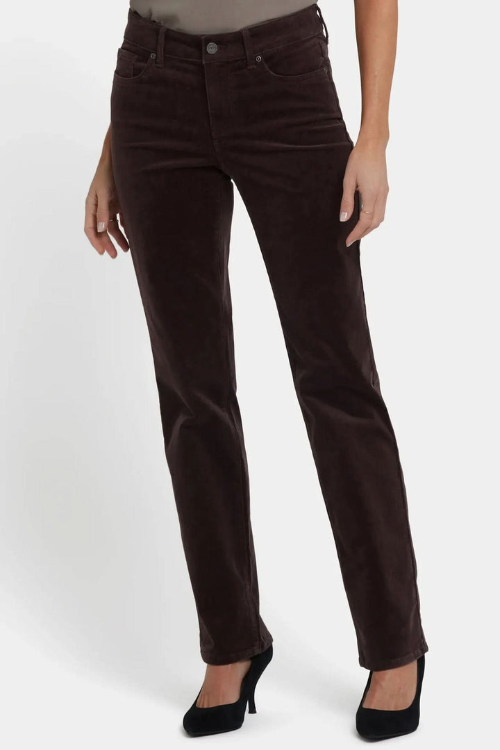 Pantalon droit en velours côtelé extensible