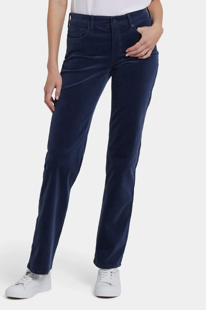 Pantalon droit en velours côtelé extensible