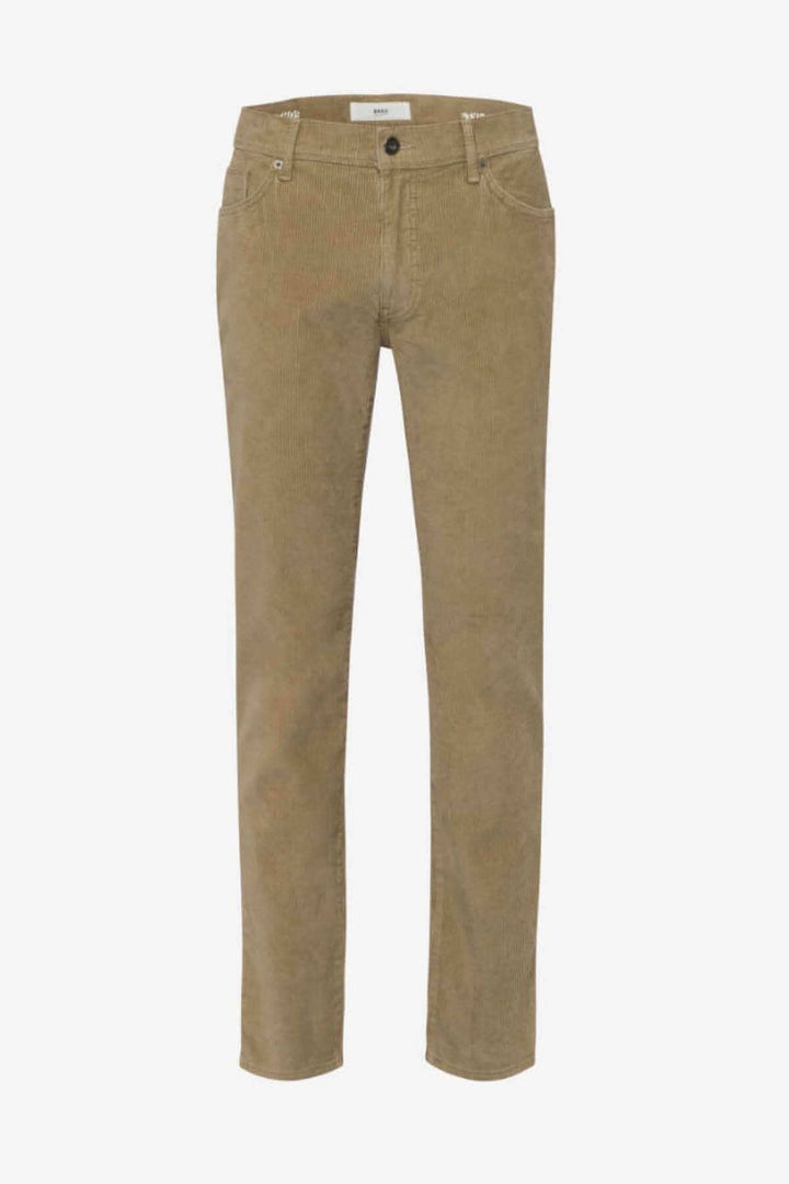 Pantalon en corduroy pour homme, coupe droite, couleur kaki, design élégant et intemporel.