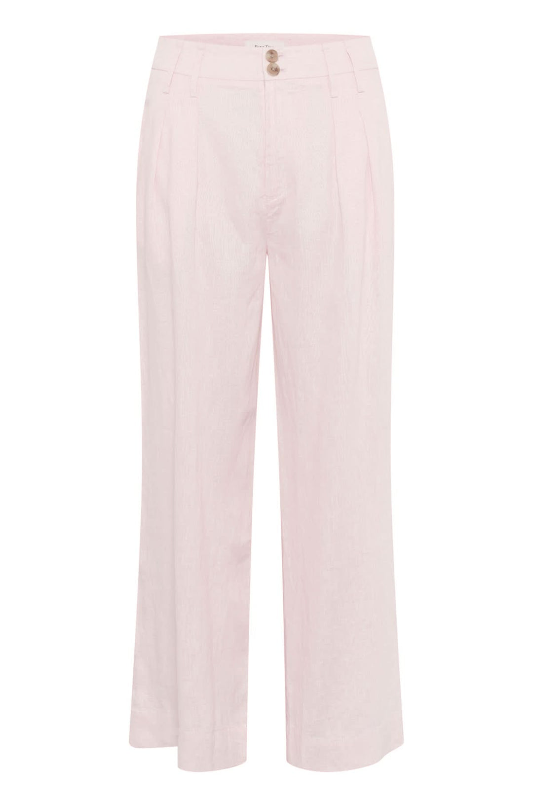 Pantalon en lin Nanati, jambes larges, couleur rose, avec plis et poches, style décontracté.