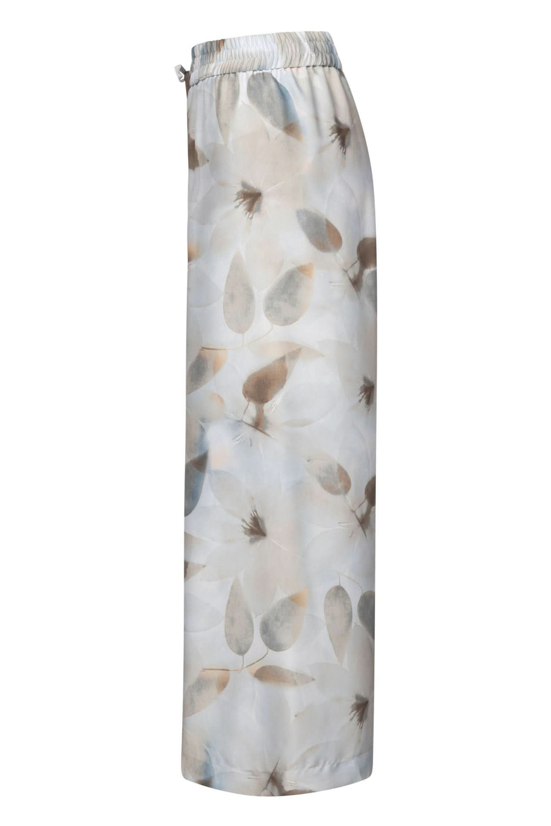 Pantalon fluide imprimé à taille élastique avec coupe large et tissu léger, offrant confort et style décontracté.