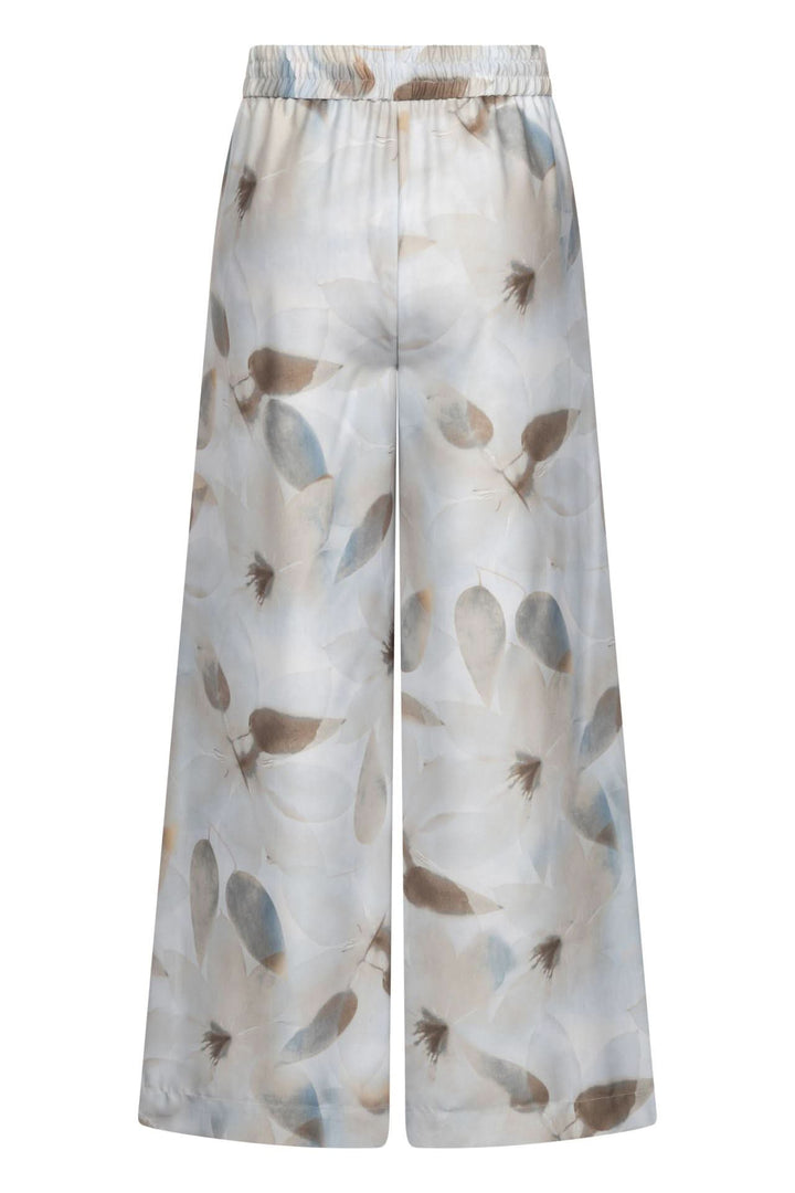 Pantalon fluide imprimé à taille élastique avec motif léger, coupe large et confort optimal, idéal pour un style chic et décontracté.