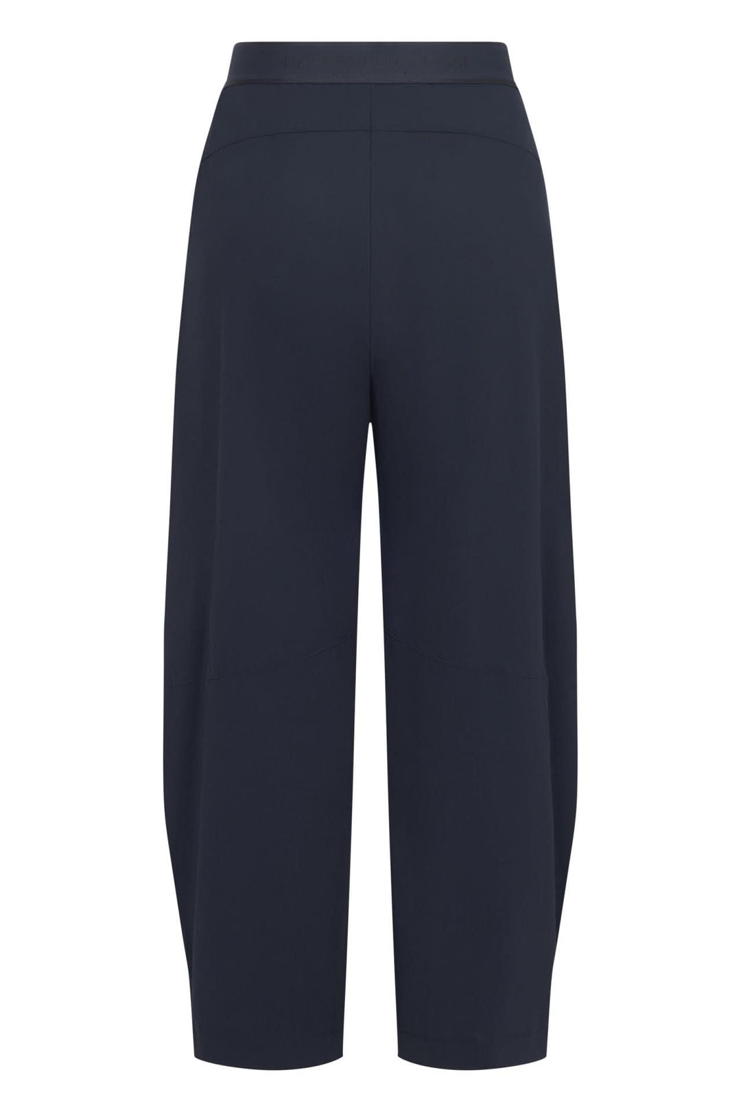 Pantalon fluide à jambe large bleu marine, coupe moderne et épurée, idéal pour un look confortable et sophistiqué.