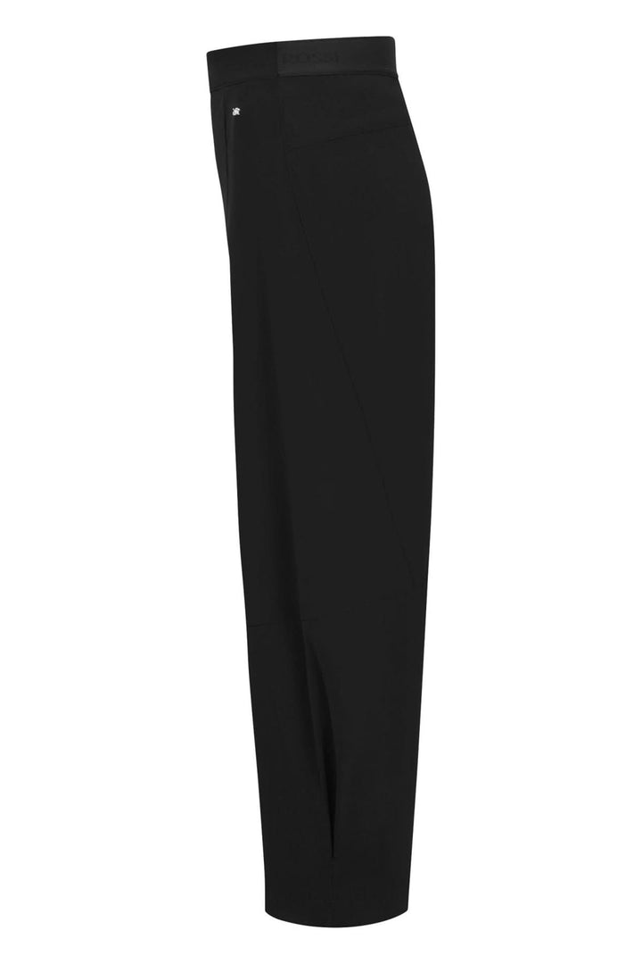 Pantalon fluide à jambe large noir côté, silhouette moderne et confortable, idéal pour un style quotidien et professionnel.