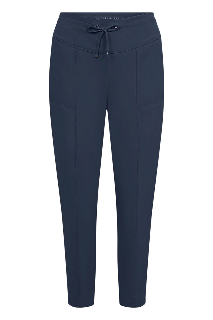 Pantalon habillé Azra, extensible, taille haute, poches pratiques, coupe ajustée, couleur bleu marine.