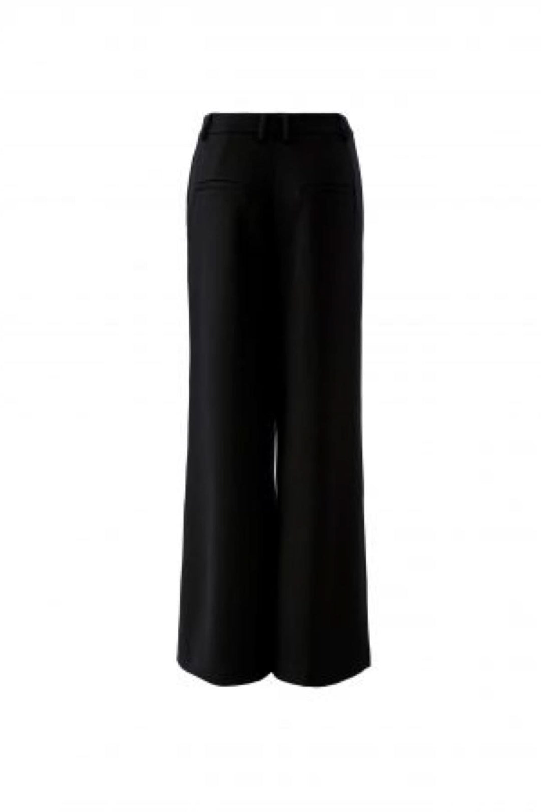 Pantalon large effet cuir noir avec coupe fluide et poches arrière pour une touche sophistiquée mode.