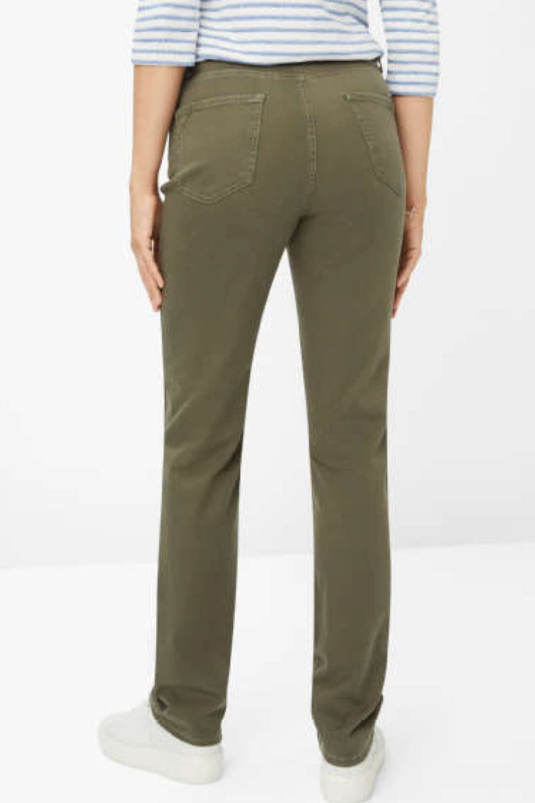 Vue arrière du pantalon velouté MARY, coupe droite et taille régulière, en coton luxueux.