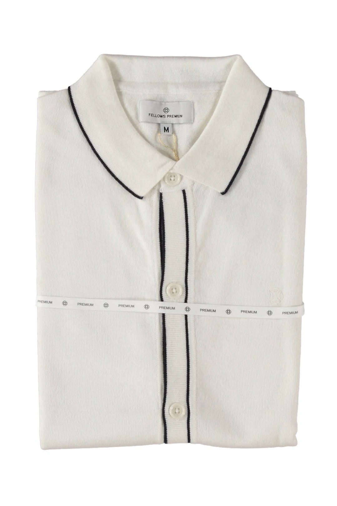 Polo manches courtes blanc plié avec col contrastant et patte de boutonnage, élégant et polyvalent.