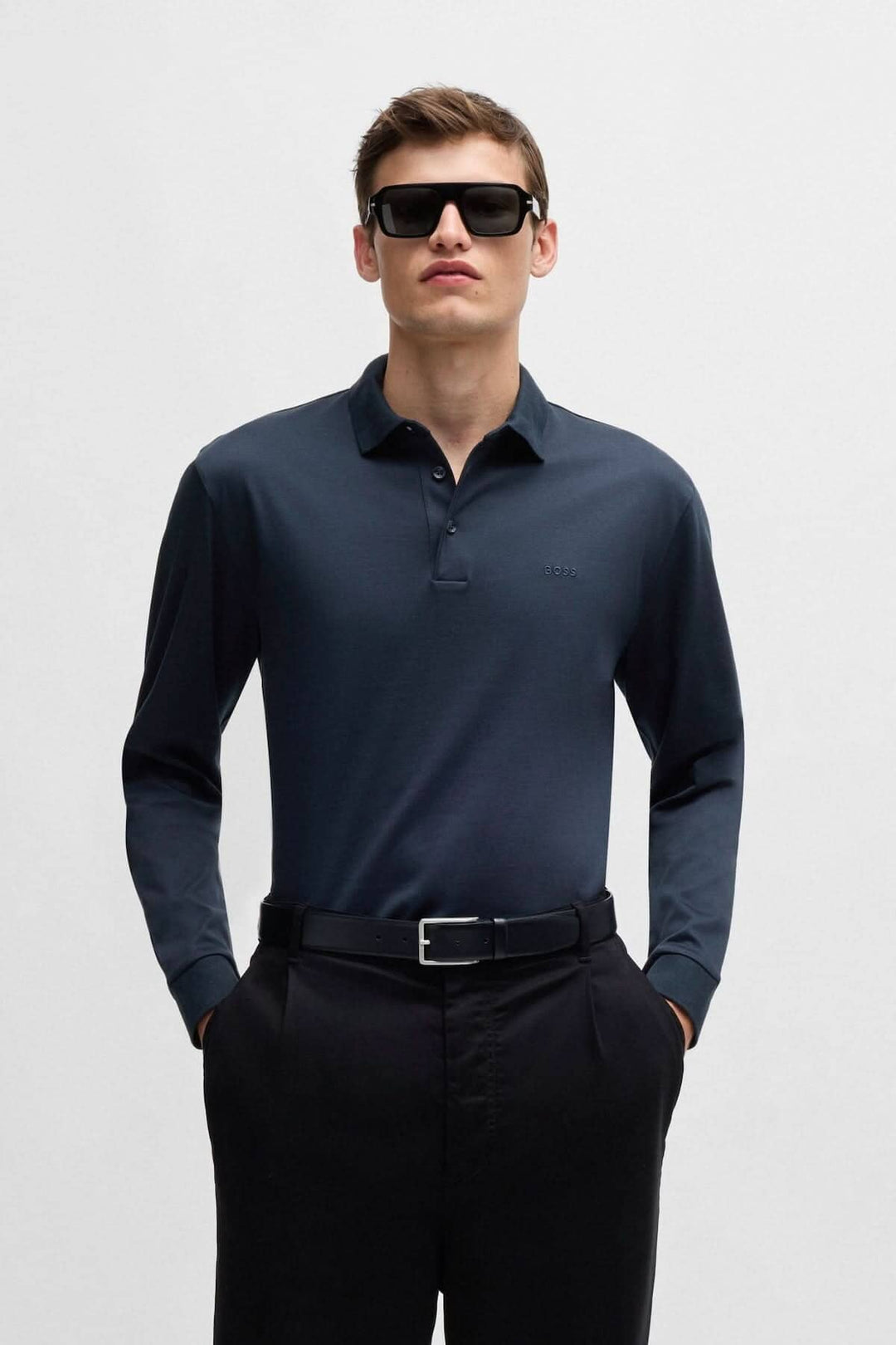Long sleeve cotton polo shirt Hugo boss for men Valérie Simon