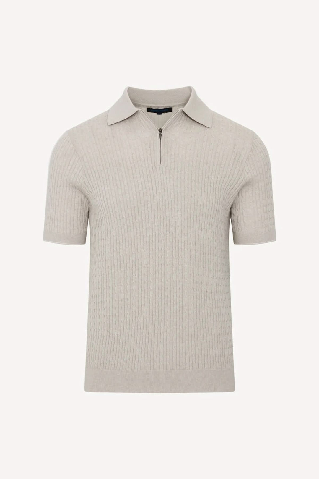 Zip-up knit polo shirt