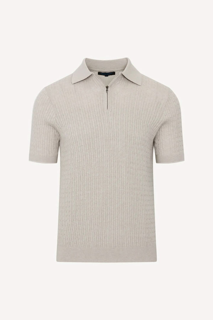 Zip-up knit polo shirt