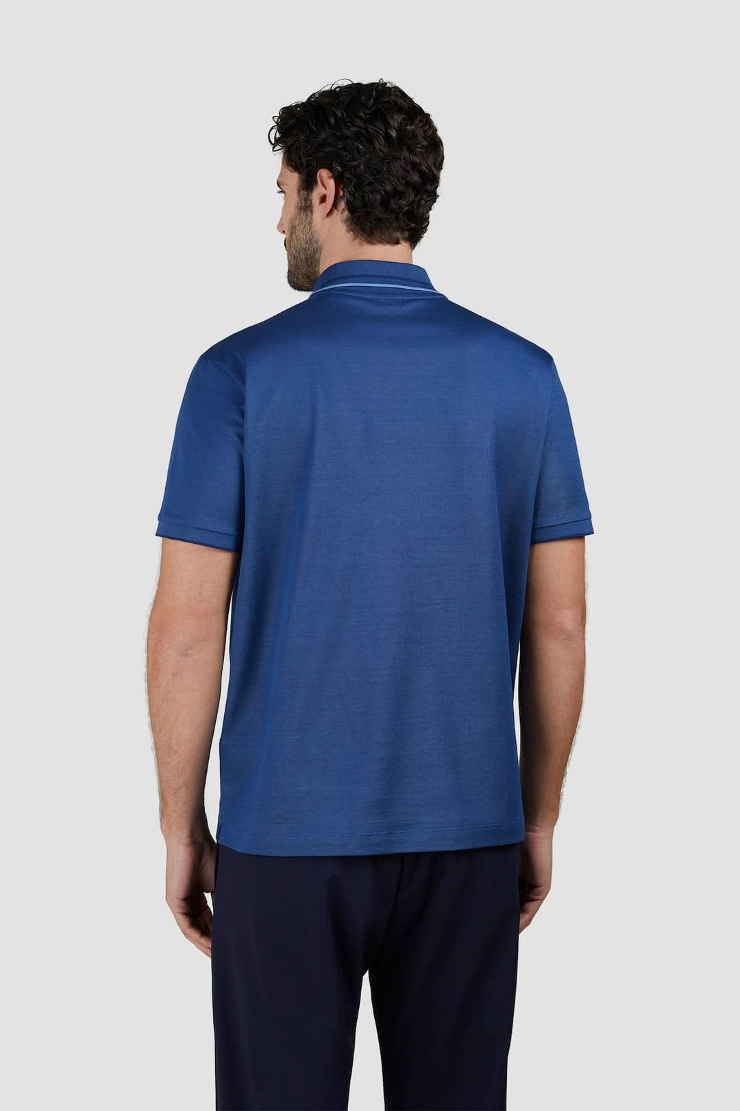 Polo zippé en coton Paul & Shark, vue arrière, design élégant et coupe classique, coloris bleu.