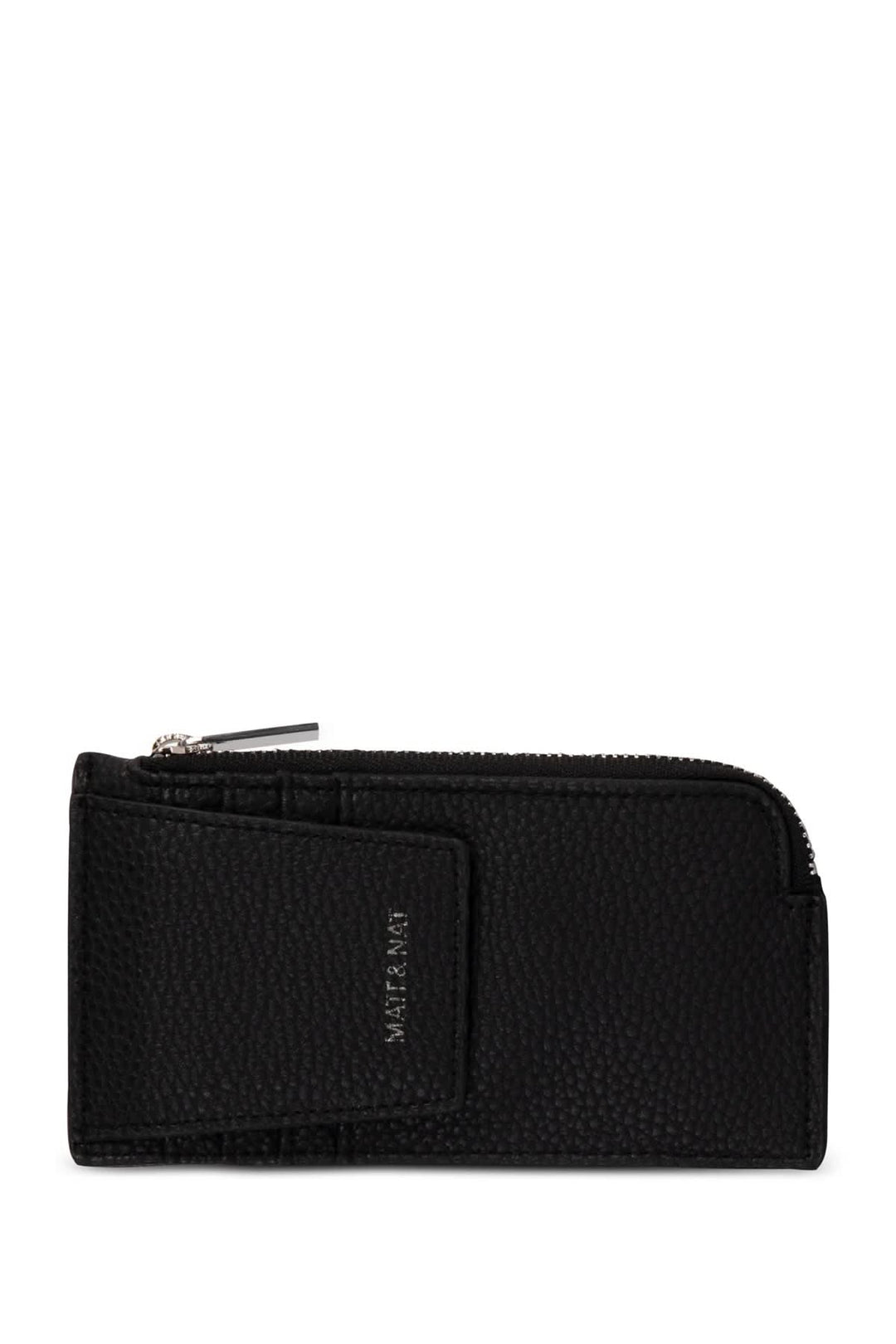 Porte-cartes compact noir Gratz en cuir grainé avec fermeture zippée et compartiments pour cartes et monnaie.