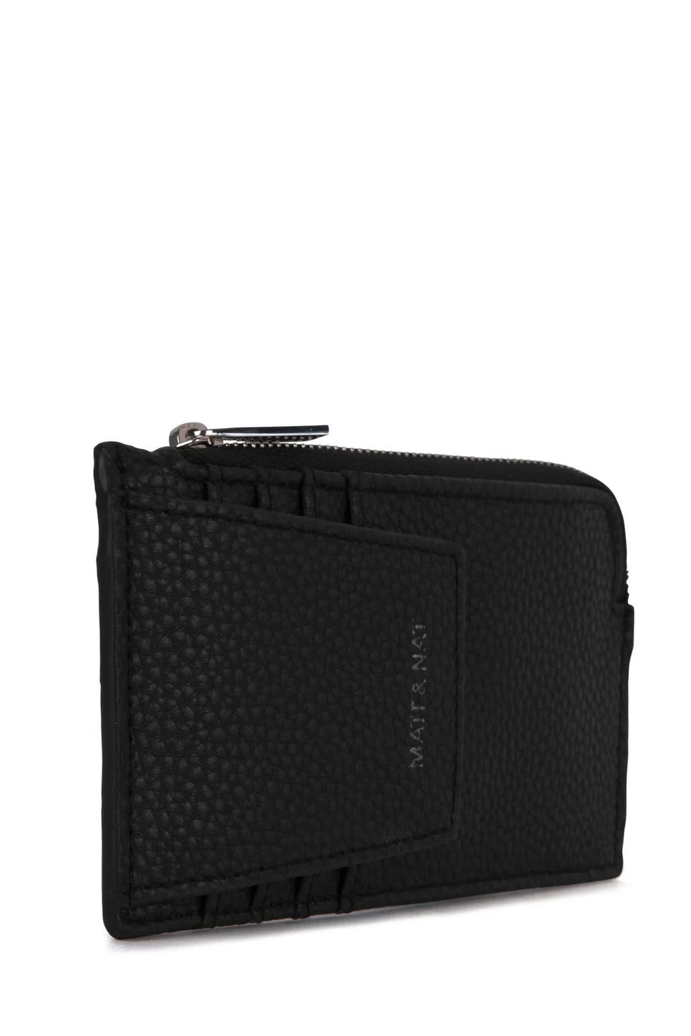 Porte-feuilles Gratz noir avec design minimaliste, fermeture zippée et finition grainée pour un look élégant.